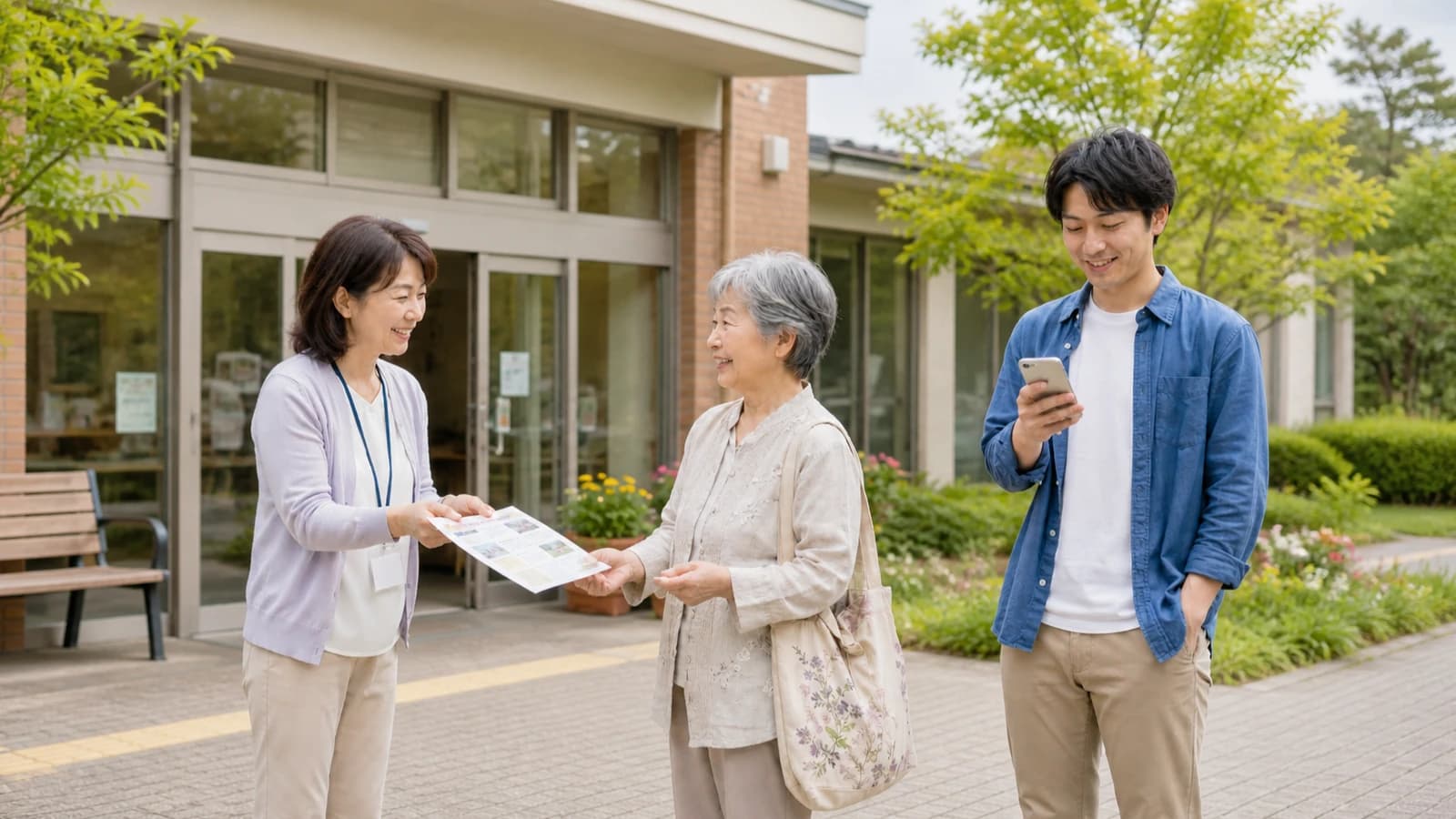紙の回覧板とスマートフォンを並べて共存させている様子
